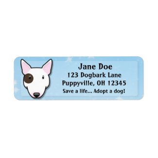 Kawaii White Bull Terrier (Eye Spot) label