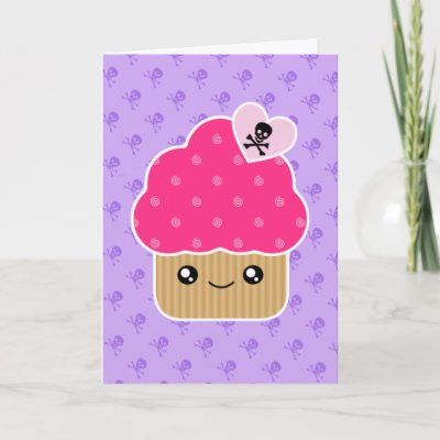 Kawaii Wicked Cute Cupcake Birthday Card from Zazzle.co