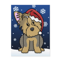 Kawaii Yorkie Christmas Postcard by MenagerieMayhem Kawaii Yorkie Christmas Postcard