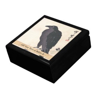 Kawanabe Kyōsai Crow Resting on Wood Trunk art Gift Boxes