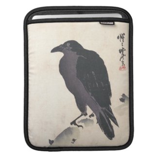 Kawanabe Kyōsai Crow Resting on Wood Trunk art iPad Sleeve