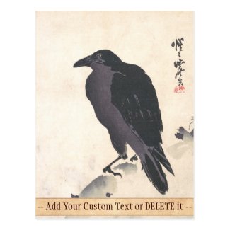 Kawanabe Kyōsai Crow Resting on Wood Trunk art Post Card
