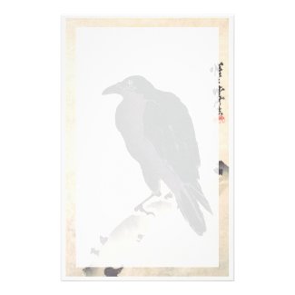 Kawanabe Kyōsai Crow Resting on Wood Trunk art Customized Stationery