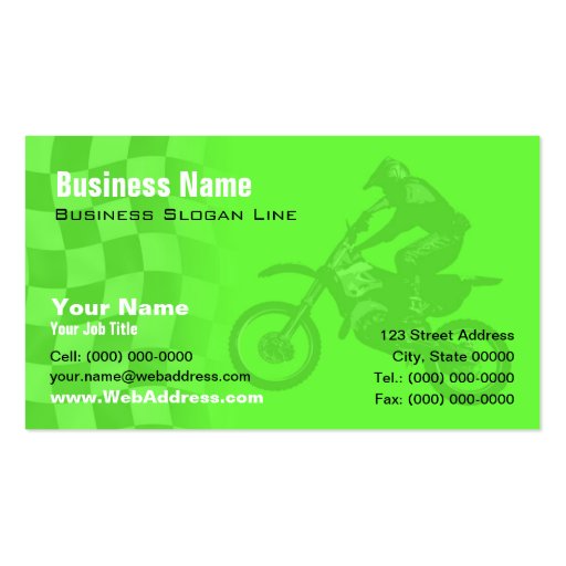 Kawasaki Green Motocross Business Card