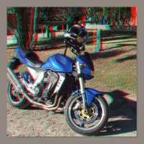 Kawasaki Z1000 Motorcycle 3D Anaglyph poster posters