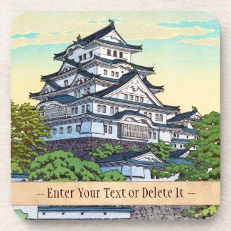 Kawase Hasui Pacific Transport Lines Himeji Castle Beverage Coaster