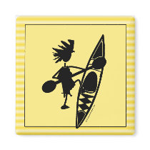 Kayak Canoe Joyful Silhouette Refrigerator Magnet