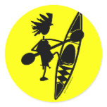 Kayak Canoe Joyful Silhouette Round Stickers