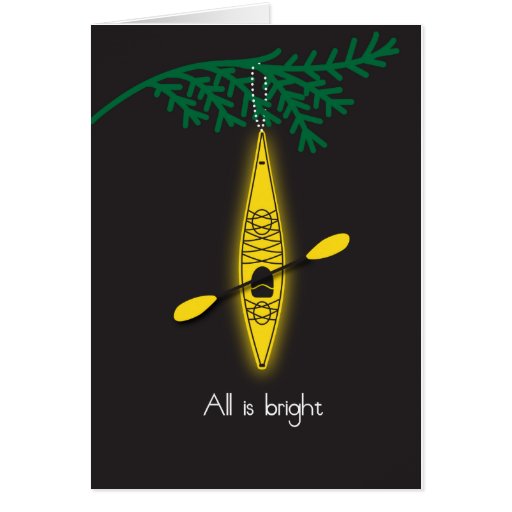 kayak Christmas card "All is bright" Zazzle