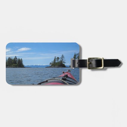 Kayak facing the Alaskan Mountain Range Travel Bag Tag