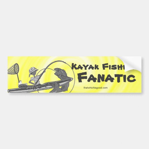 Kayak Fishing Black & White Whimsy Bumper Sticker Zazzle