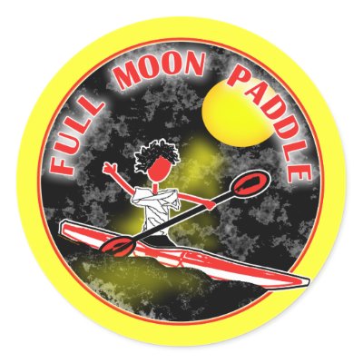 Kayak Full Moon Paddle Round Stickers