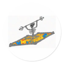 Kayak Hippie Bones Round Stickers