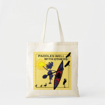 Kayak Paddles Well on Yellow Tote Bags