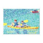 Kayak River Scene in Pointillism, Wrapped Canvas canvas prints