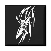 Kayaking Extreme Sport Graphic in Black & White Fridge Magnets