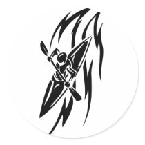 Kayaking Extreme Sport Graphic in Black & White Round Sticker