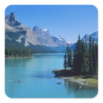 Kayaking on Maligne Lake at Spirit Island Square Sticker