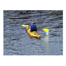 Kayaking on the river postcard