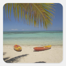 Kayaks on the beach, Plantation Island Resort 2 Square Stickers