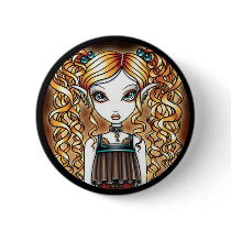 "Kayla" Steampunk Fairy Close Up Pinback Button