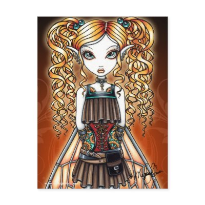 "Kayla" Steampunk Fairy Close Up Postcard by mykajelina