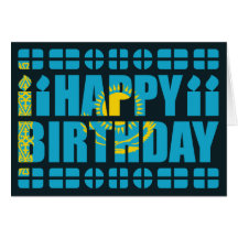 Kazakhstan Flag Birthday Card