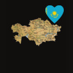 Kazakhstan Flag Heart Map Fitted AA T-Shirt