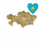 Kazakhstan Flag Heart and Map T-Shirt