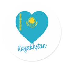 Kazakhstan Flag Heart stickers
