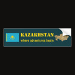 Kazakhstan Flag Map Text Bumper Sticker