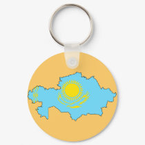 Kazakhstan flag map keychains