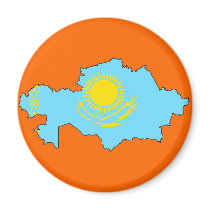 Kazakhstan flag map magnets