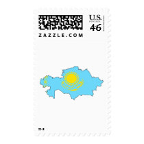 Kazakhstan flag map postage