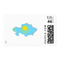 Kazakhstan flag map postage
