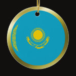 Kazakhstan Fisheye Flag Ornament