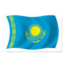 Kazakhstan Flag Poster Print