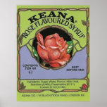 keana rose flavored syrup label poster