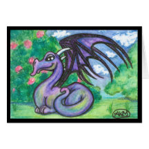 Keely : Purple Dragon Greeting Card (Blank)