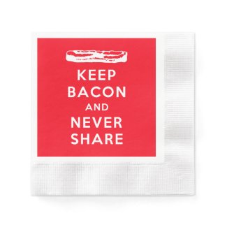 Keep Bacon and Never Share Coined Cocktail Napkin