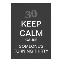 KEEP CALM 30th Birthday Party Invitation (Dark) invitations