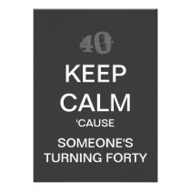 KEEP CALM 40th Birthday Party Invitation (Dark) invitations