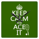 Keep Calm and Ace It (tennis) (in any color) Wall Clock