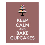 Keep Calm and Bake Cupcakes Poster Print