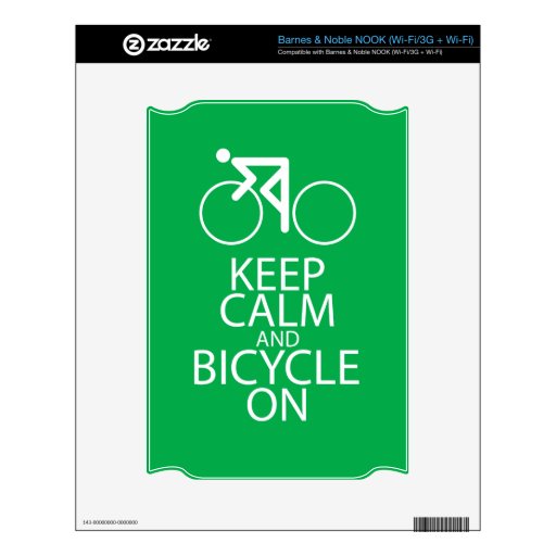 Keep Calm and Bicycle On Print Bike Art Gift Green Decals For NOOK