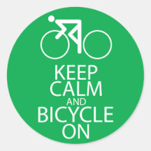 Keep Calm and Bicycle On Print Bike Art Gift Green Stickers