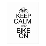 Keep Calm and Bike On Postcards