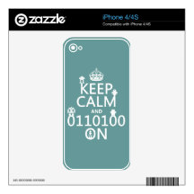 Keep Calm and (Binary) On (robots)(any color) iPhone 4S Decals