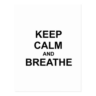 Keep Calm and Breathe gray blue black Postcards