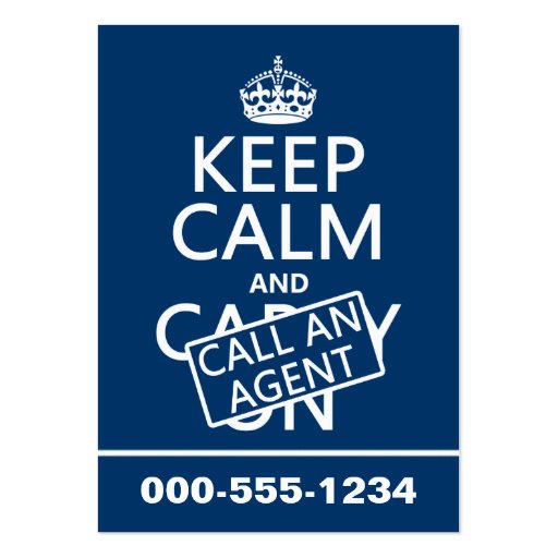 Keep Calm and Call An Agent Business Card Template (front side)